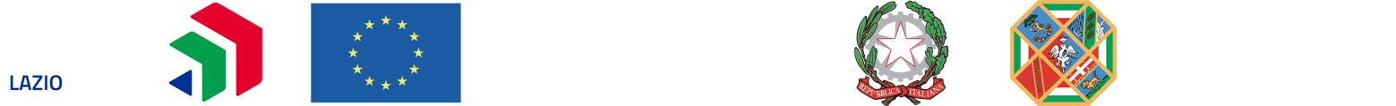 Loghi dei partner istituzionali: Regione Lazio, Unione Europea, Repubblica Italiana e Coesione Italia